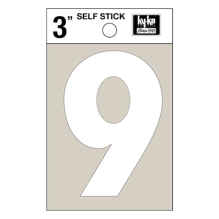 Hy-Ko 3In White Vinyl Number 9, 10PK A30509